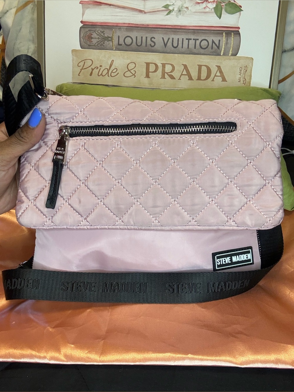 Steve Madden Pink Quilted Nylon Crossbody